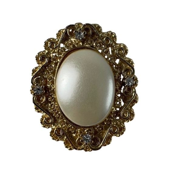 Scarf Clip Gold-tone with Four Crystals - Picture 1 of 8